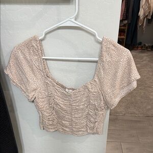 Floral Ruched Crop Top - Pink & white